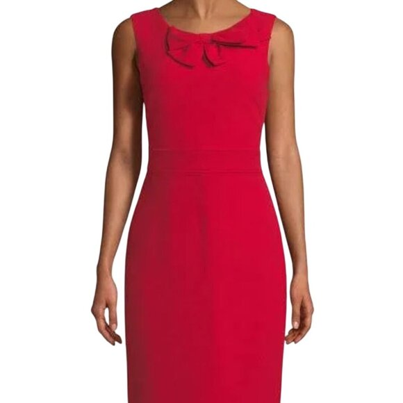 Karl Lagerfeld Paris NWOT Red Bow Neckline Sleeveless Sheath Dress Size 8 - Picture 1 of 9